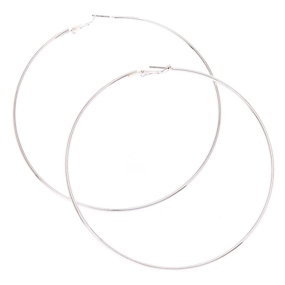 NEW! 2" Silver Hoop Earrings NWT Sterling Silver - Picture 2 of 5